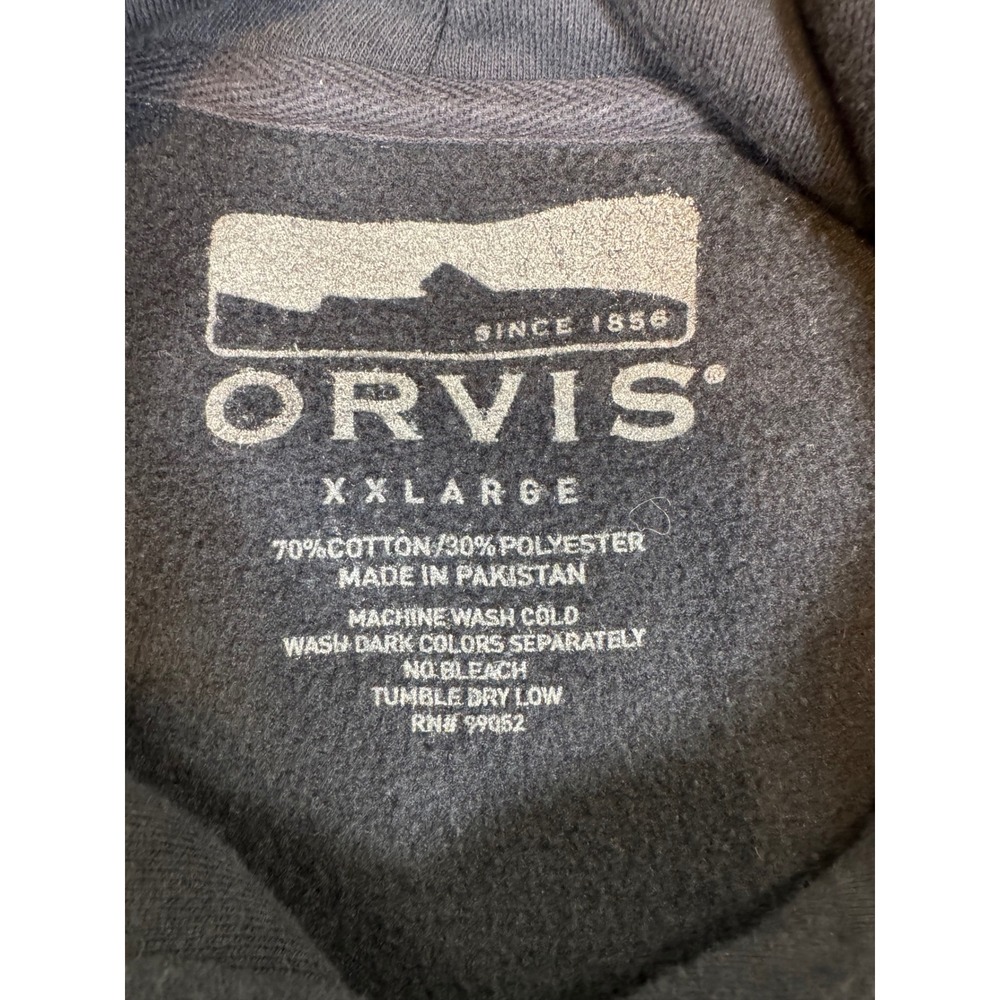 Orvis Tackle and Supply Graphic Hoodie Mens XXL Navy Blue Pullover Sweatshirt - Picture 4 of 6